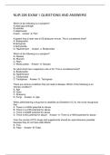 NUR 226 EXAM 1 QUESTIONS AND ANSWERS