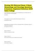 Nursing 254 Maternal Exam 4 Exam Hematology and Oncology Questions & Answers&comma; Explained Solutions 2025 Galen College