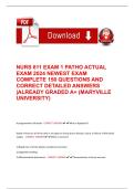 NURS 611 EXAM 1 PATHO ACTUAL EXAM 2024 NEWEST EXAM COMPLETE 150 QUESTIONS AND CORRECT DETAILED ANSWERS&period;