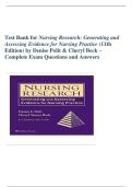 Test Bank For Nursing Research Generating and Assessing Evidence for Nursing Practice 11th Edition by Denise Polit &comma;Cheryl Beck 9781975110642 Chapter 1-33 Complete Guide&period;