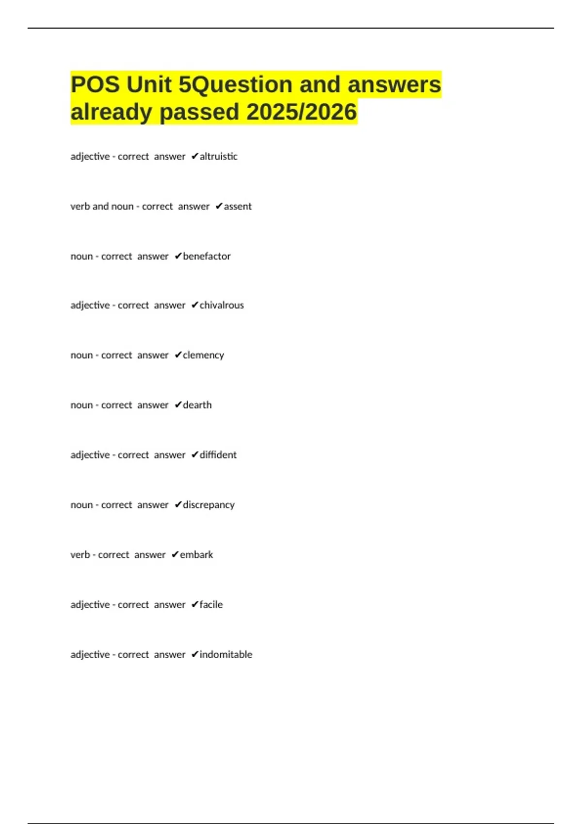 POS Unit 5Question and answers already passed 2025/2026 - POS Unit 5 ...