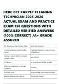 IICRC CCT CARPET CLEANING TECHNICIAN 2025-2026 ACTUAL EXAM AND PRACTICE EXAM 