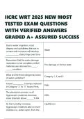 IICRC WRT 2025 NEW MOST TESTED EXAM QUESTIONS WITH VERIFIED ANSWERS GRADED A&plus;