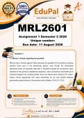 MRL2601 Assignment 1 &lpar;COMPLETE ANSWERS&rpar; Semester 2 2026 - DUE 11 August 2026