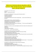 Patient Care Technician Review Questions with All Correct & 100&percnt; Verified Answers &vert;Actual Complete Exam&vert; Already Graded A&plus;