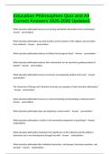 Education Philosophies Quiz and All Correct Answers 2025-2026 Updated&period;