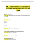 NR 222&colon; Health and Wellness &ndash; Exam 1 Verified Questions and Answers &lpar;A&plus; Guide Solution&comma; Latest 2024&sol;2025 Edition&rpar;