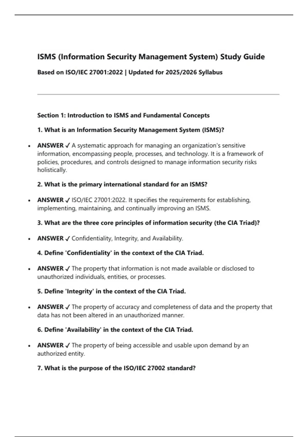 ISMS (Information Security Management System) Study Guide Based on ISO ...