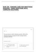 NCM 109 - NURSING CARE FOR INFECTIOUS DISEASES - SABIO QUESTIONS WITH COMPLETE SOLUTIONS&period;