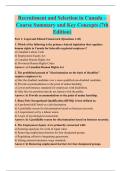Recruitment and Selection in Canada &ndash;  Course Summary and Key Concepts &lpar;7th  Edition&rpar;