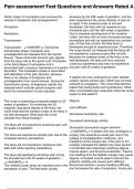 Pain assessment Test Questions and Answers Rated A