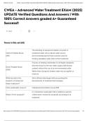 CWEA - Advanced Water Treatment EXAM &lpar;2025&rpar; UPDATE Verified Questions And Answers &vert; With 100&percnt; Correct Answers graded A&plus; Guaranteed Success&excl;&excl;
