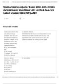 Florida Claims Adjuster Exam 2024 EXAM 2025 &lpar;Actual Exam&rpar; Questions with verified Answers &lpar;Latest Update 2025&rpar; UPDATE&excl;&excl;