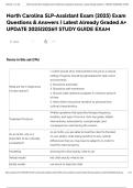 North Carolina SLP-Assistant Exam &lpar;2025&rpar; Exam Questions & Answers &vert; Latest Already Graded A&plus; UPDATE 2025&vert;2026&excl;&excl; STUDY GUIDE EXAM