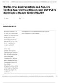 PN3006 Final Exam Questions and Answers &lpar;Verified Answers&rpar; Most Recent exam COMPLETE &lpar;2025&rpar; &lpar;Latest Update 2025&rpar; UPDATE&excl;&excl;