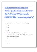 Ohio Pharmacy Technician Exam  Practice Questions And Correct Answers  &lpar;Verified Answers&rpar; Plus Rationales  2025&vert;2026 Q&A &vert; Instant Download Pdf 