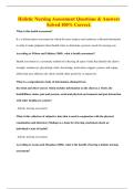 Holistic Nursing Assessment Questions & Answers Solved 100&percnt; Correct
