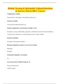 Holistic Nursing & Spirituality Updated Questions & Answers Solved 100&percnt; Correct&period;