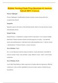 Holistic Nursing Finals Prep Questions & Answers Solved 100&percnt; Correct