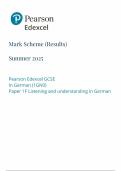 2025 Pearson Edexcel GCSE German Mark Scheme Paper 1 &lpar;1GNO&sol;1F&colon; Listening and understanding in German&rpar;