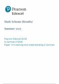 2025 Pearson Edexcel GCSE German Mark Scheme Paper 1 &lpar;1GNO&sol;1H&colon; Listening and understanding in German&rpar;