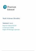 2025 Pearson Edexcel GCSE German Mark Scheme Paper 4 &lpar;1GNO&sol;4F&colon; Writing in German&rpar;