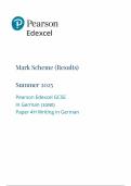 2025 Pearson Edexcel GCSE German Mark Scheme Paper 4 &lpar;1GNO&sol;4H&colon; Writing in German&rpar;