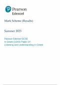 2025 Pearson Edexcel GCSE Greek Mark Scheme Paper 1 &lpar;1GKO&sol;1H&colon; Listening and understanding in Greek&rpar;