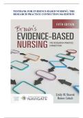 TEST BANK FOR EVIDENCE-BASED NURSING&colon; THE RESEARCH PRACTICE CONNECTION 5th EDITION UPDATED