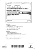2025 Pearson Edexcel Level 1&sol;Level 2 GCSE&period; 1CS0&sol;02  Citizenship Studies PAPER 2  2025 Pearson Edexcel Level 1&sol;Level 2 GCSE&period; 1CS0&sol;02 Citizenship  Studies PAPER 2 