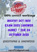 INS3707 OCT/NOV EXAM 2025 (Answer Guide) – Due 24 October 2025