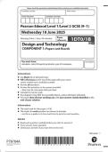 2025 Pearson Edexcel Level 1&sol;Level 2 GCSE &lpar;9&ndash;1&rpar; Design  and Technology COMPONENT 1&colon; Papers and Boards 1DT0&sol;1B  2025 Pearson Edexcel Level 1&sol;Level 2 GCSE &lpar;9&ndash;1&rpar; Design and  Technology COMPONENT 1&colon; Papers and Boards 1DT0&sol;1B 