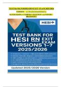 TEST BANK FOR HESI RN EXIT EXAM 2025&sol;2026 VERSIONS 1&ndash;7 &lpar;V1&comma; V2&comma; V3&comma; V4&comma; V5&comma; V6&comma; V7&rpar; &vert; RATED GRADE A&plus;&vert; 100&percnt; VERIFIED QUESTIONS & ANSWERS &vert; &excl;&excl;&excl;&excl;&excl;NEW LATEST UPDATE&excl;&excl;&excl;&excl;&excl;