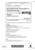 2025 Pearson Edexcel Level 1&sol;Level 2 GCSE &lpar;9&ndash;1&rpar; French  PAPER 4&colon; Writing in French 1FR0&sol;4F  2025 Pearson Edexcel Level 1&sol;Level 2 GCSE &lpar;9&ndash;1&rpar; French PAPER  4&colon; Writing in French 1FR0&sol;4F 