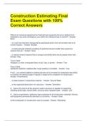 Construction Estimating Final Exam Questions with 100&percnt; Correct Answers 