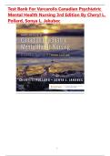Test Bank For Varcarolis Canadian Psychiatric Mental Health Nursing 3rd Edition By Cheryl L&period; Pollard&comma; Sonya L&period; Jakubec&vert; 9780323778800&vert; All Chapters&vert; LATEST