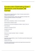 Construction Estimating Exam 1 Questions and Answers All Correct 