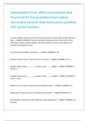 Immunization Final&comma; aPhA Immunization And Final Exam F2&comma; Immunization Exam &lpar;apha&rpar;&comma; Vaccination Seminar Post-Assessment questions with correct answers 