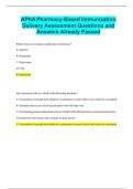 APhA Pharmacy-Based Immunization Delivery Assessment Questions and Answers Already Passed 
