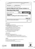 2025 Pearson Edexcel Level 1&sol;Level 2 GCSE &lpar;9&ndash;1&rpar; German  PAPER 3&colon; Reading and understanding in German Higher Tier  1GN0&sol;3H 