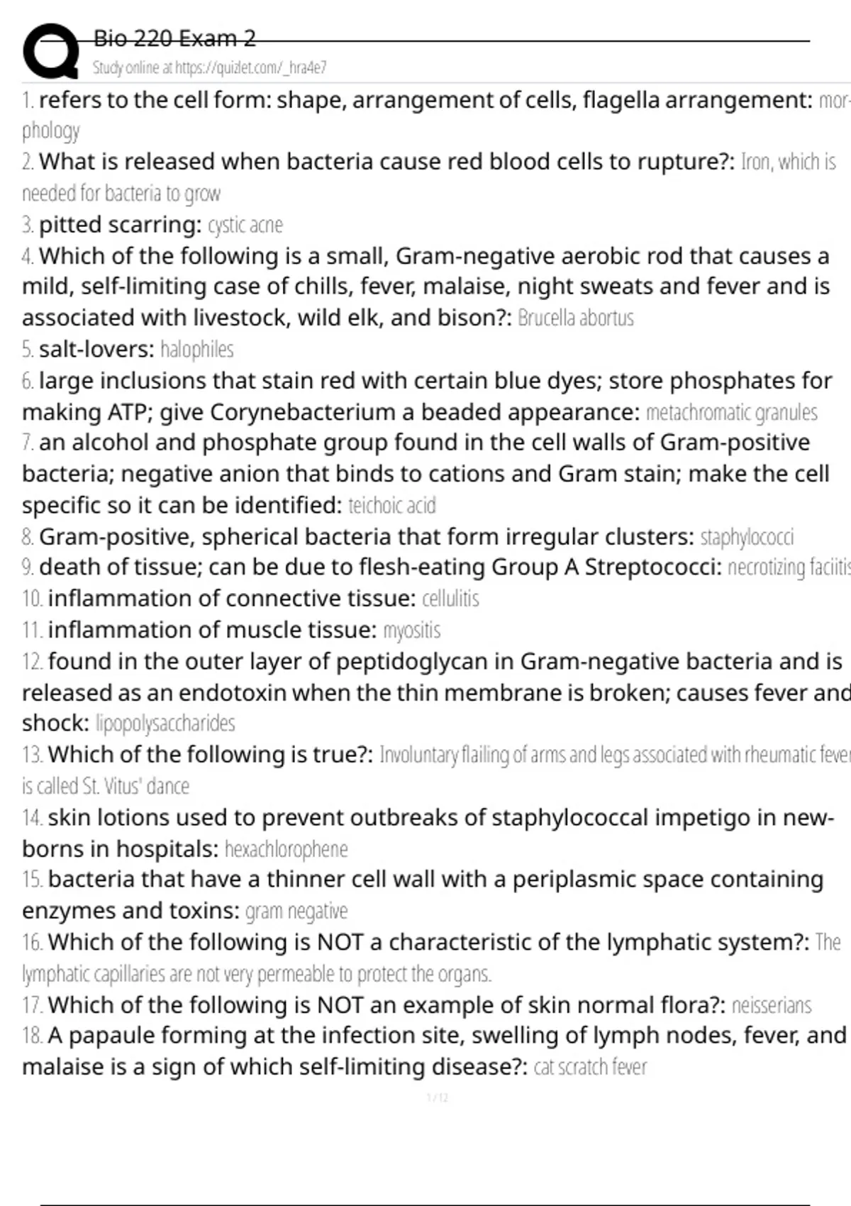 Bio 220 Exam 2 Exam Questions and Answers 100% Pass |Already Graded A+ ...