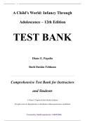 Test Bank &mdash; A Child&rsquo;s World&colon; Infancy Through Adolescence&comma; 12th Edition &mdash; Diane E&period; Papalia & Ruth Duskin Feldman
