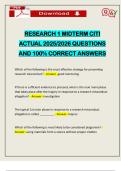 RESEARCH 1 MIDTERM CITI ACTUAL 2025&sol;2026 QUESTIONS AND 100&percnt; CORRECT ANSWERS