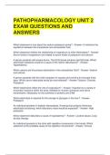 PATHOPHARMACOLOGY UNIT 2 EXAM QUESTIONS AND ANSWERS 