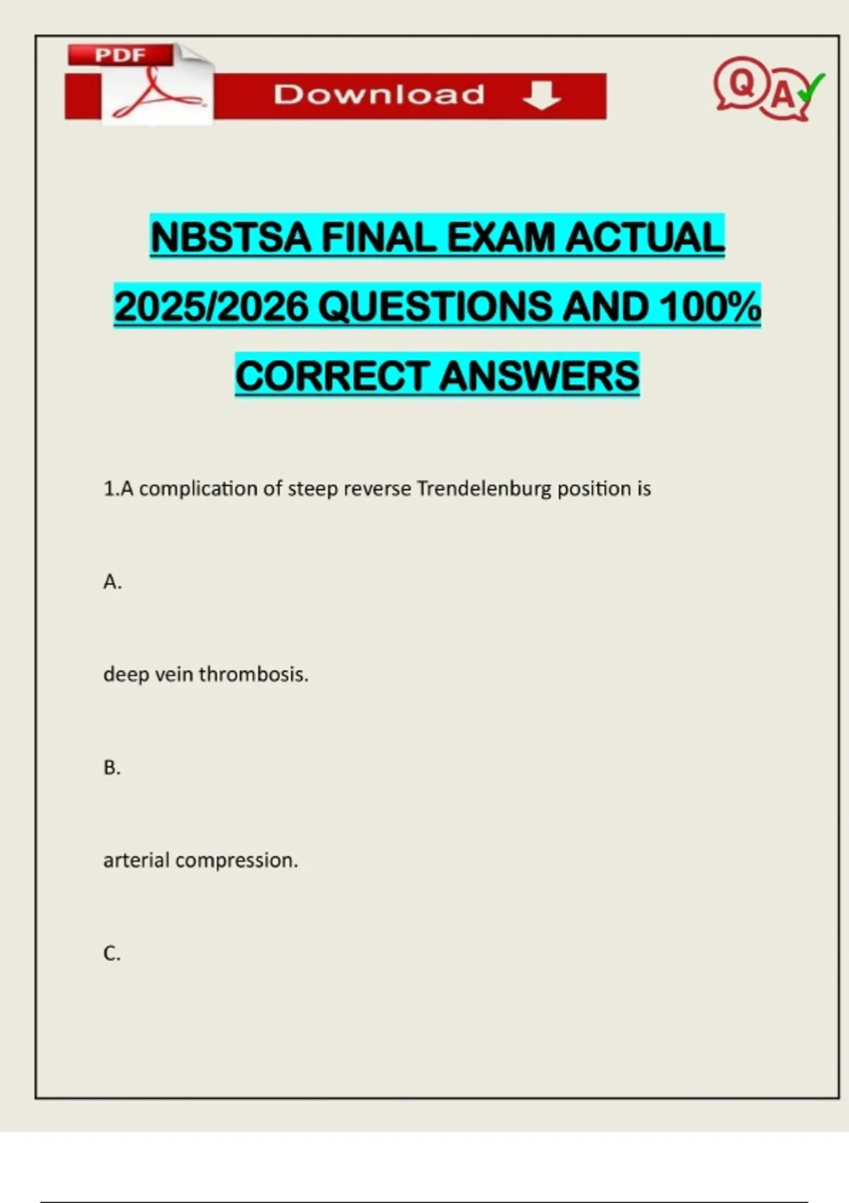 NBSTSA FINAL EXAM ACTUAL 2025/2026 QUESTIONS AND 100% CORRECT ANSWERS ...