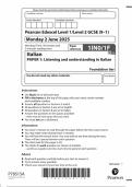 2025 Pearson Edexcel GCSE Italian Paper 1 &lpar;1INO&sol;1F&colon; Listening and understanding in Italian&rpar;