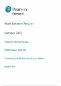 2025 Pearson Edexcel GCSE Italian Mark Scheme Paper 1 &lpar;1INO&sol;1H&colon; Listening and understanding in Italian&rpar;