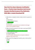 New York Fire Alarm Operator Certification  Exam &ndash; Practice Exam Questions And Correct  Answers &lpar;Verified Answers&rpar; Plus Rationales  2026 Q&A &vert; Instant Download Pdf 