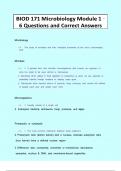 BIOD 171 Microbiology &ndash; Module 1 Exam Questions and Answers &lpar;Latest Update&rpar; &vert; Fundamentals of Microbes and Cell Structure