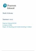 2025 Pearson Edexcel GCSE Italian Mark Scheme Paper 3 &lpar;1INO&sol;3H&colon; Reading and understanding in Italian&rpar;